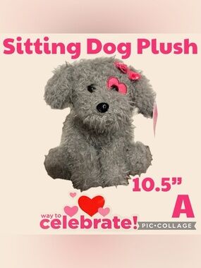 ✨Way to Celebrate✨ Medium Sitting Dog Plush ✨ 10.5” Plush✨
